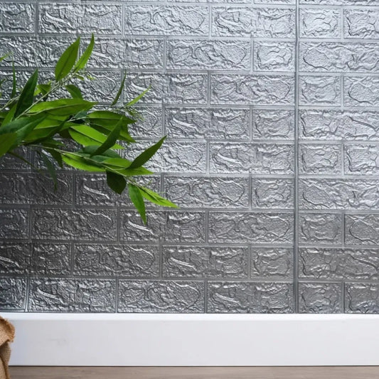 Pack 10 Placa Autoadhesiva 3D Símil Ladrillo Gris 70x77 cm – Revestimiento de Pared - VeldorShop
