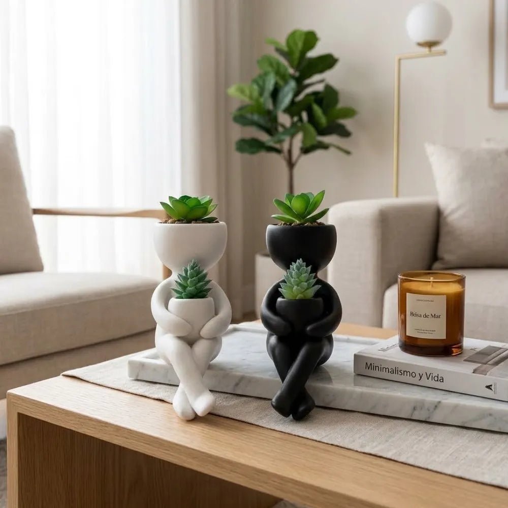 Maceta Decorativa de Diseño Humano Sentado (20cm) - VeldorShop