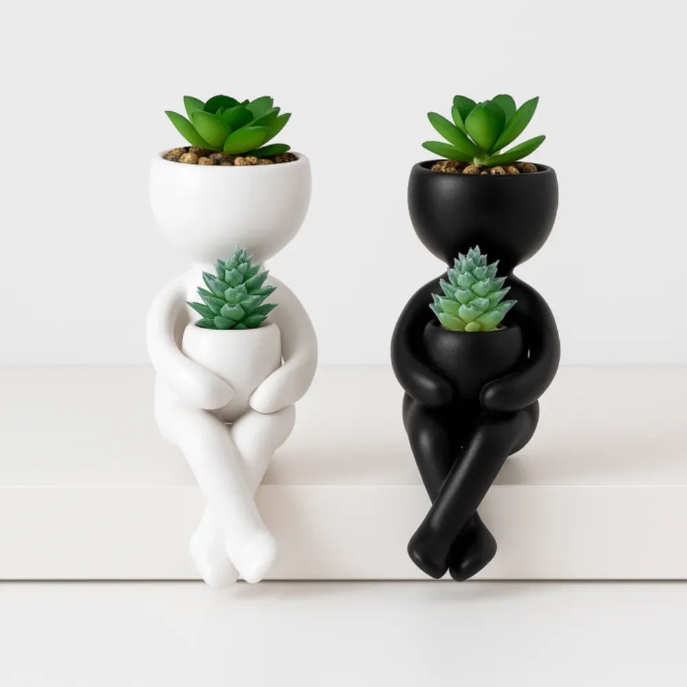 Maceta Decorativa de Diseño Humano Sentado (20cm) - VeldorShop