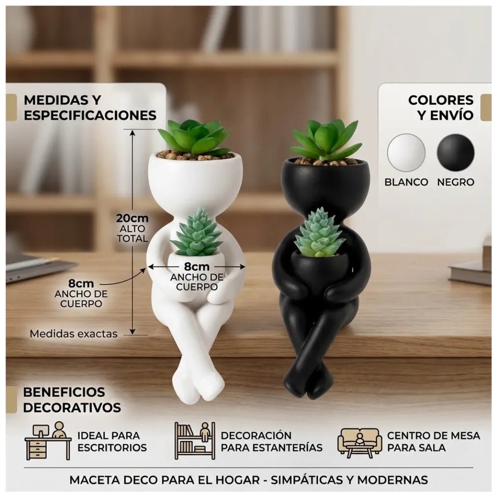 Maceta Decorativa de Diseño Humano Sentado (20cm) - VeldorShop