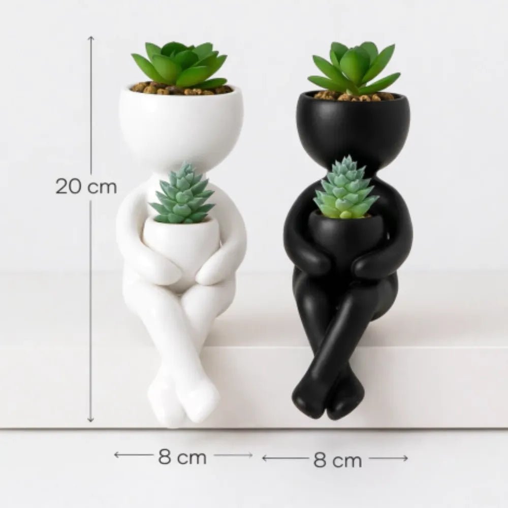 Maceta Decorativa de Diseño Humano Sentado (20cm) - VeldorShop