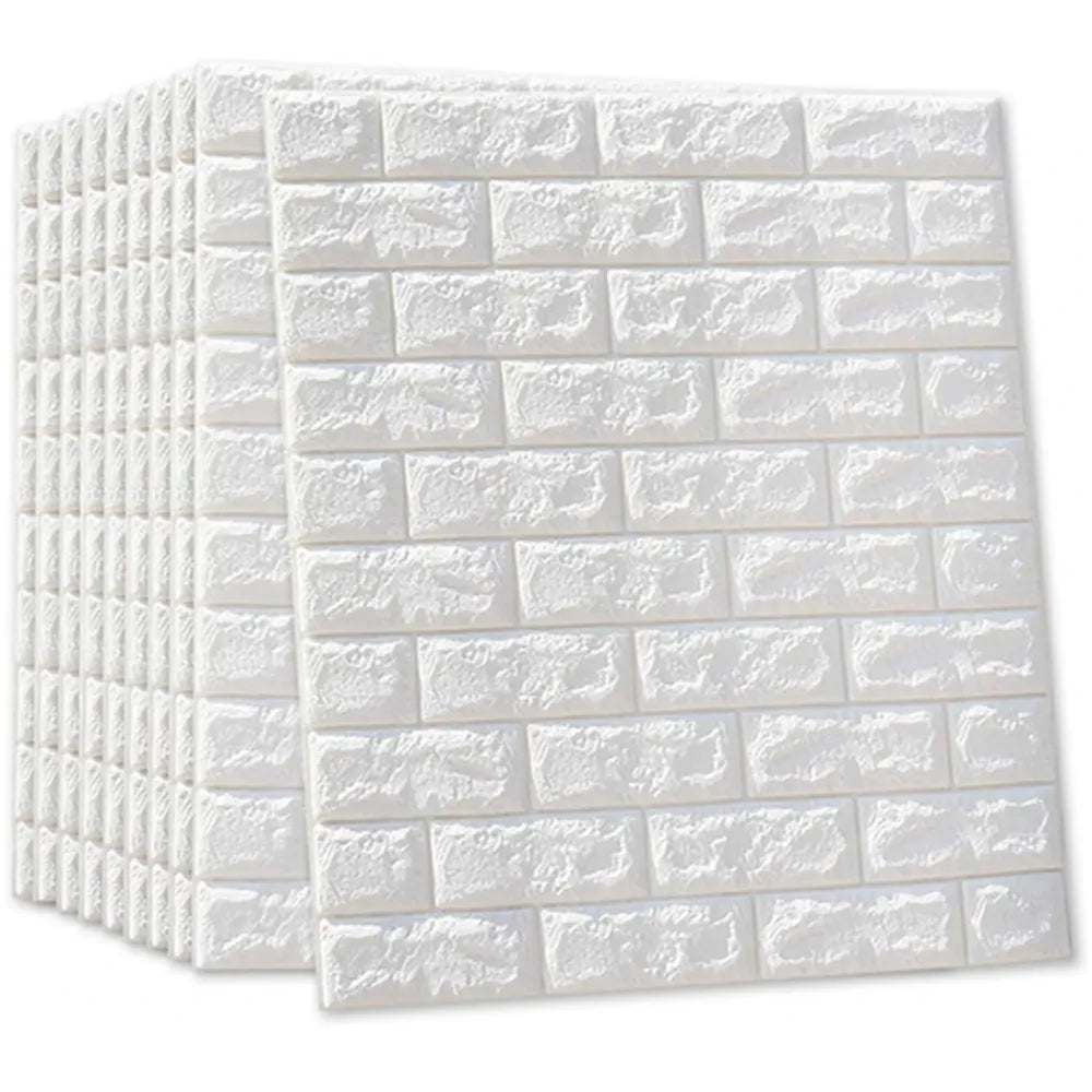 Pack x10 Placa Autoadhesiva 3D Ladrillo Blanco 70x77cm Revestimiento Pared - VeldorShop