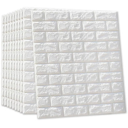 Pack x10 Placa Autoadhesiva 3D Ladrillo Blanco 70x77cm Revestimiento Pared - VeldorShop