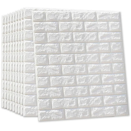Pack x10 Placa Autoadhesiva 3D Ladrillo Blanco 70x77cm Revestimiento Pared - VeldorShop