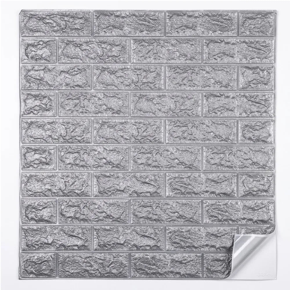 Pack 10 Placa Autoadhesiva 3D Símil Ladrillo Gris 70x77 cm – Revestimiento de Pared - VeldorShop