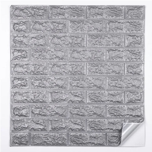 Pack 10 Placa Autoadhesiva 3D Símil Ladrillo Gris 70x77 cm – Revestimiento de Pared - VeldorShop