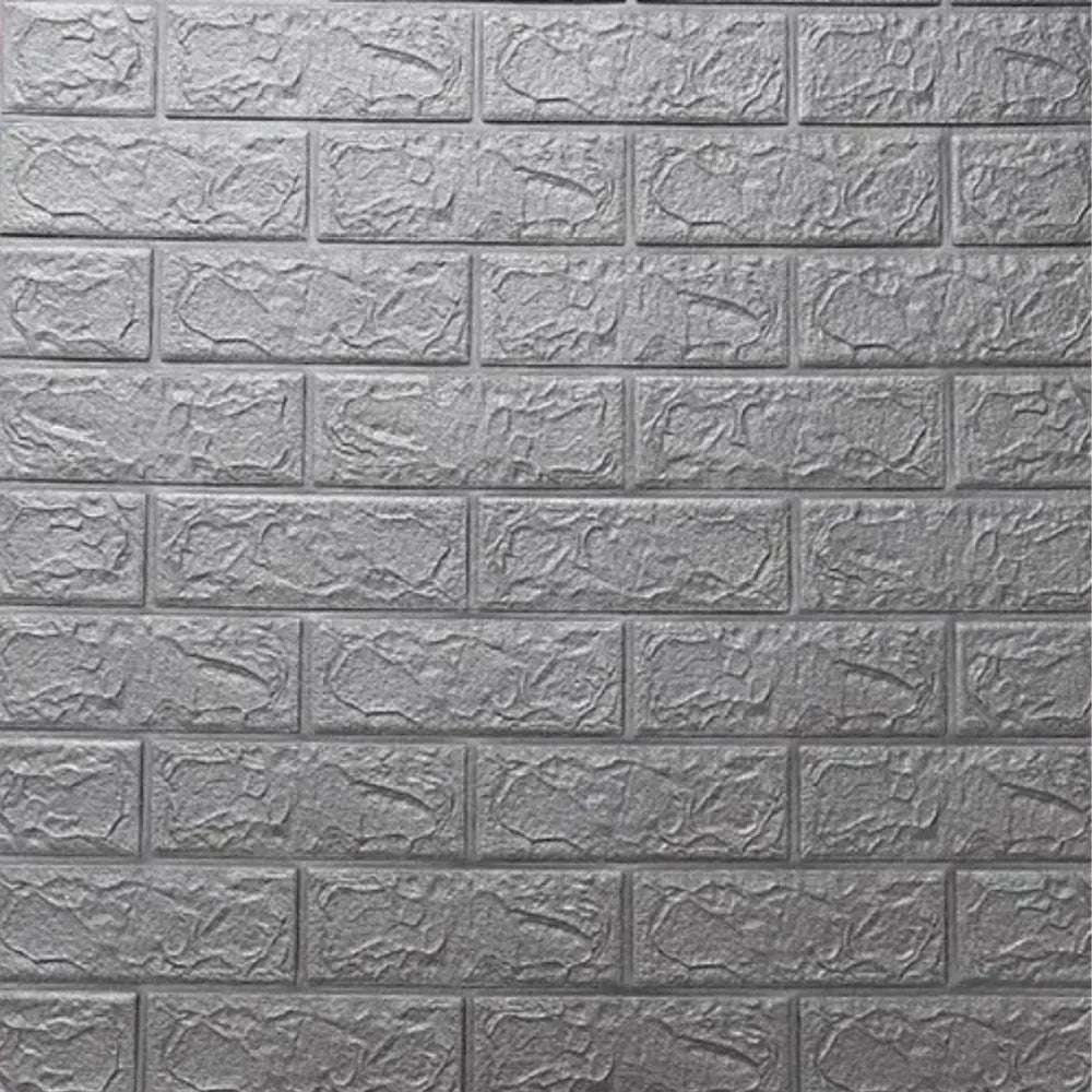 Pack 10 Placa Autoadhesiva 3D Símil Ladrillo Gris 70x77 cm – Revestimiento de Pared - VeldorShop