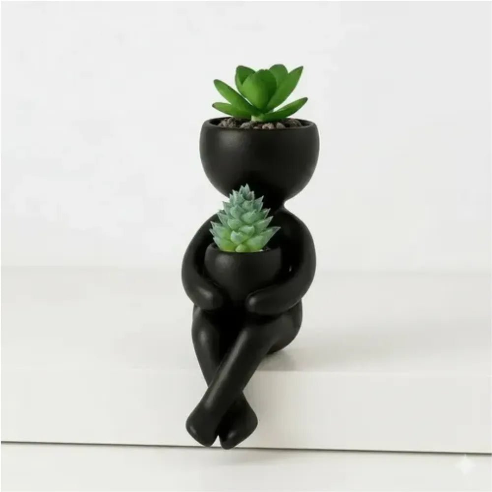 Maceta Decorativa de Diseño Humano Sentado (20cm) - VeldorShop