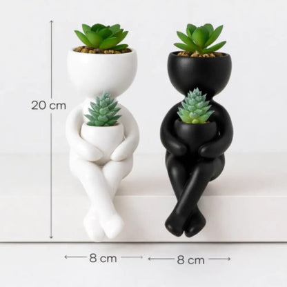 Maceta Decorativa de Diseño Humano Sentado (20cm) - VeldorShop