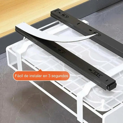 Organizador Escurridor Metálico Bajo Fregadero con Riel Extraíble (41x26x13cm) - VeldorShop